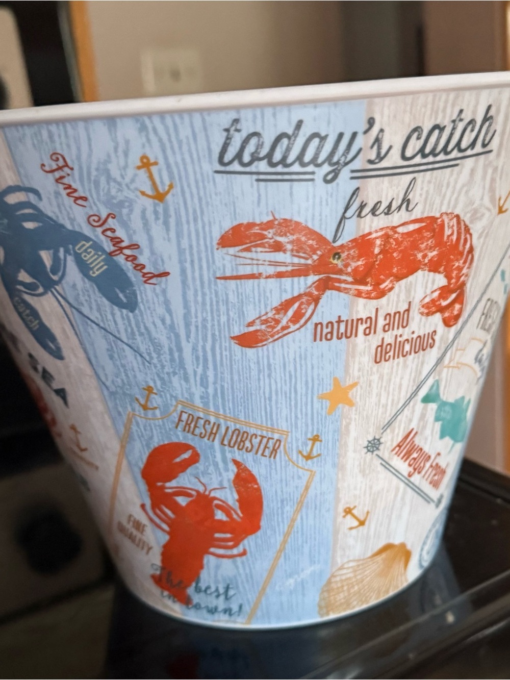 Coastal Lobster Print Serveware Bucket - Blue & Orange